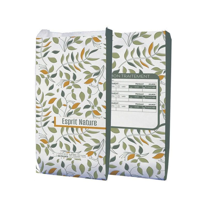 Sachet papier pharmacie 15x8x29 cm - motif Natura Harmonie