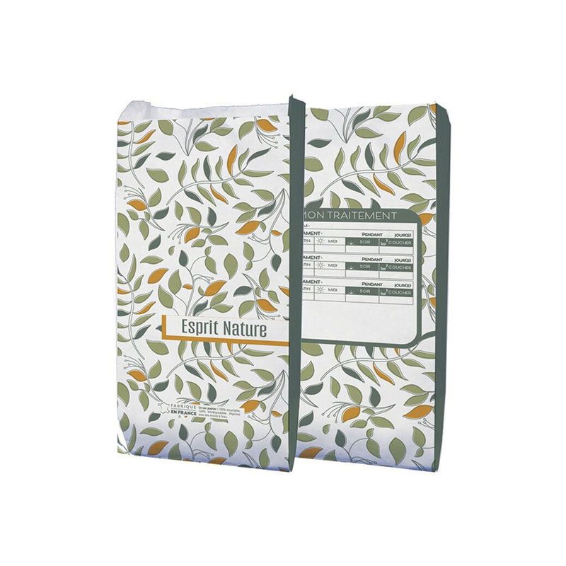 Sachet papier pharmacie 12x6x26 cm - motif Natura Harmonie