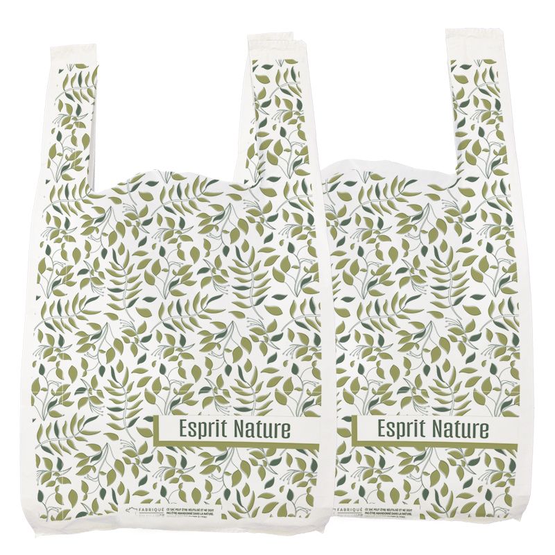 Sac plastique pharmacie bretelle recyclé 55x24x65 cm - motif Natura Harmonie