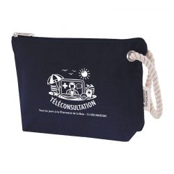 Trousse de beauté en coton recyclé - modèle Kamba - bleu