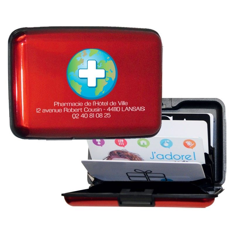 Porte multicartes metallic 11x7.5x2cm rouge Porte multicartes metallic 11x7.5x2cm rouge