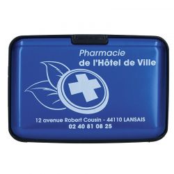 Porte multicartes metallic 11x7.5x2cm bleu