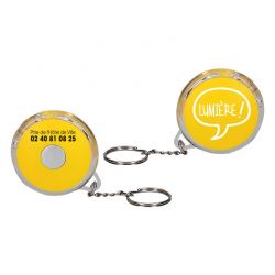 Porte cle lampe rond diametre 5.5 cm jaune - motif lumiere