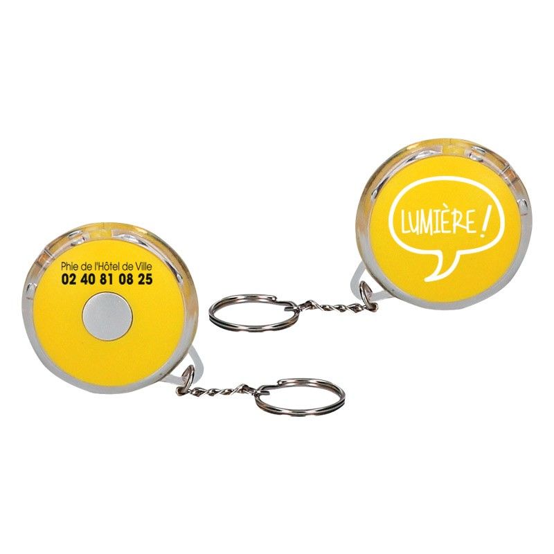 Porte cle lampe rond diametre 5.5 cm jaune - motif lumiere Porte cle lampe rond diametre 5.5 cm jaune - motif lumiere