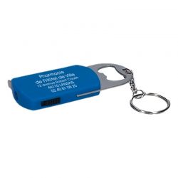 Porte cle lampe metre ruban decapsuleur 80x32x8mm bleu