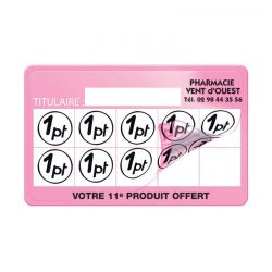 Carte de fidelite 86x54mm avec tampon perso coins ronds+film