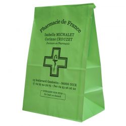 Sachet kraft vert personnalisé pharmacie | Proébo Promoplast