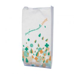 Sachet papier 18+8x34 blanc motif printemps-été