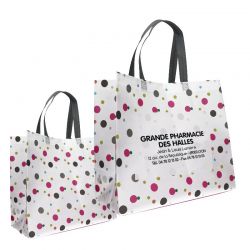 Sac non tisse 37+17x33+sf blanc lamine non soude -- motif pois -- gamme colorfeel