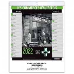 Calendrier 6 feuillets 33 x 42 cm - Motif mes petits commerces d'autrefois