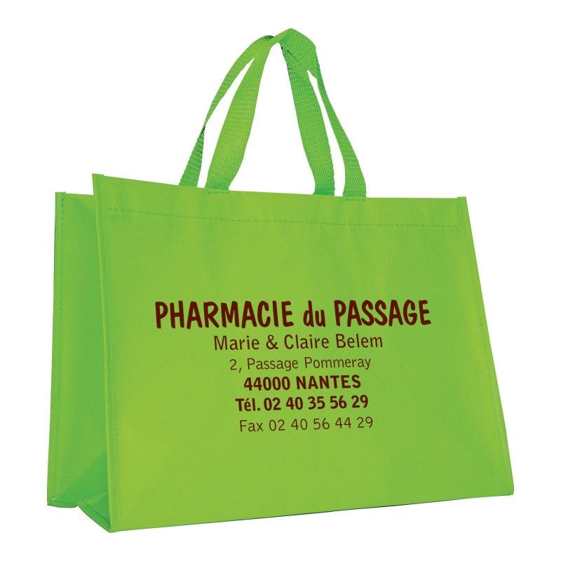 Sac non tisse 36+20x27+sf vert anis 375c lamine avec scratch fermeture et anses Sac non tisse 36+20x27+sf vert anis 375c lamine avec scratch fermeture et anses