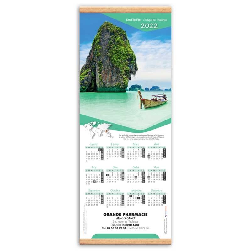 Calendrier baguette 25 x 65 cm - Motif évasion Calendrier baguette 25 x 65 cm - Motif évasion