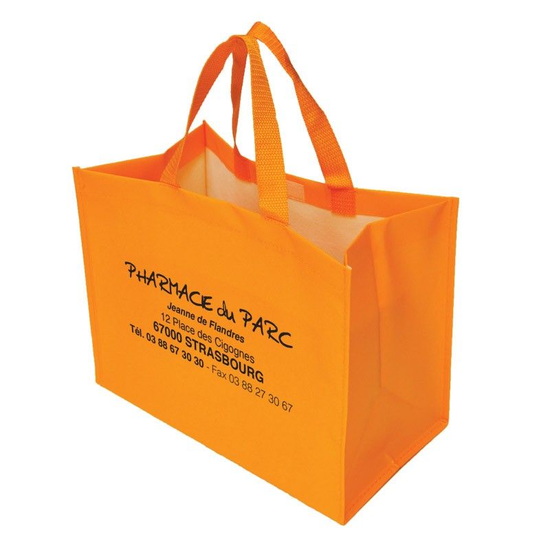 Sac non tisse 36+20x27+sf orange 1495c lamine avec scratch fermeture et anses 35x2.5cm Sac non tisse 36+20x27+sf orange 1495c lamine avec scratch fermeture et anses 35x2.5cm