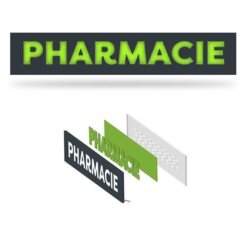 Enseigne pharmacie en lettres à LED incrustées Enseigne pharmacie en lettres à LED incrustées