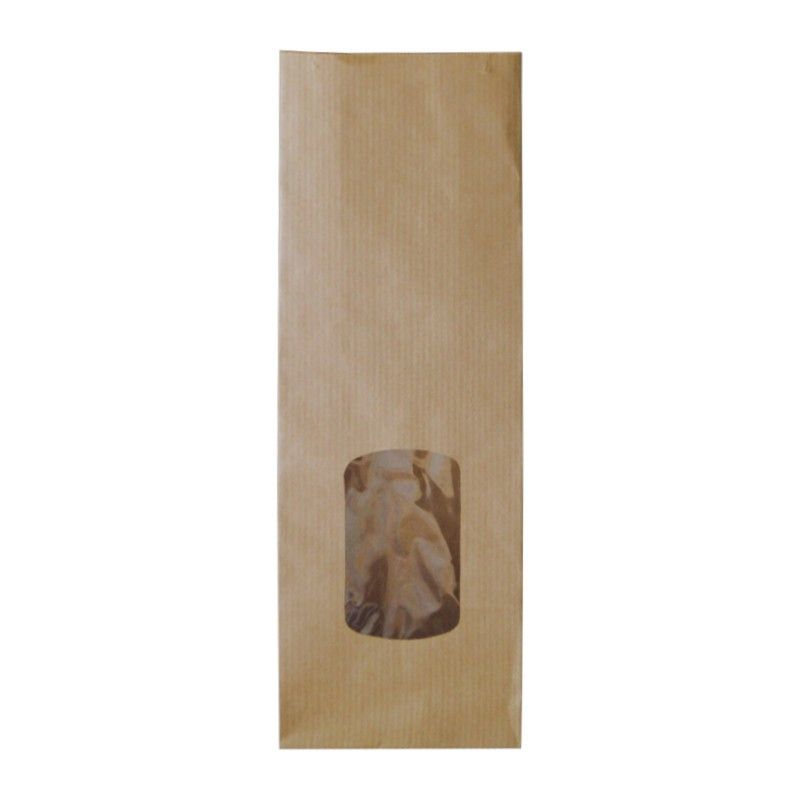 Sachet papier vrac en kraft brun avec fenêtre 10x6x28 cm Promoplast