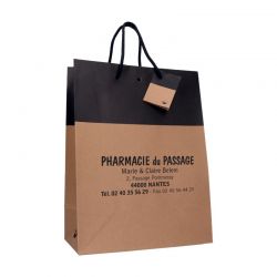 Sachet papier cordelette en kraft lisse noir - 18x10x22,7 cm
