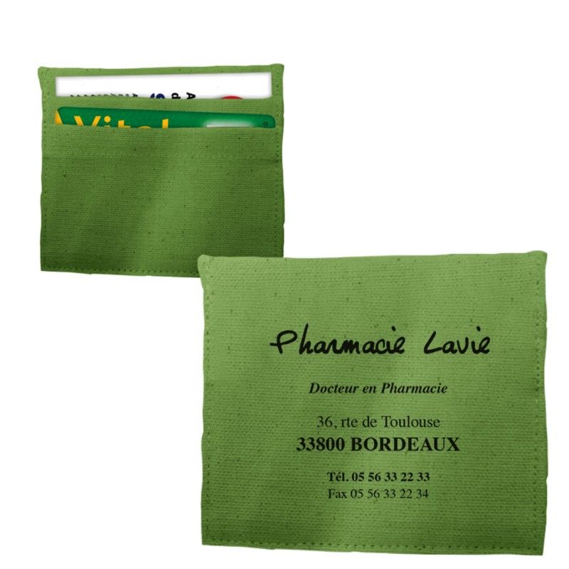 Porte carte coton green 90 x 105 mm Porte carte coton green 90 x 105 mm