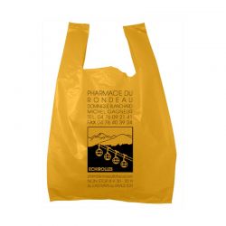 Sac plastique bretelle orange 26x12x45 cm - plastique expanse bd 50 microns