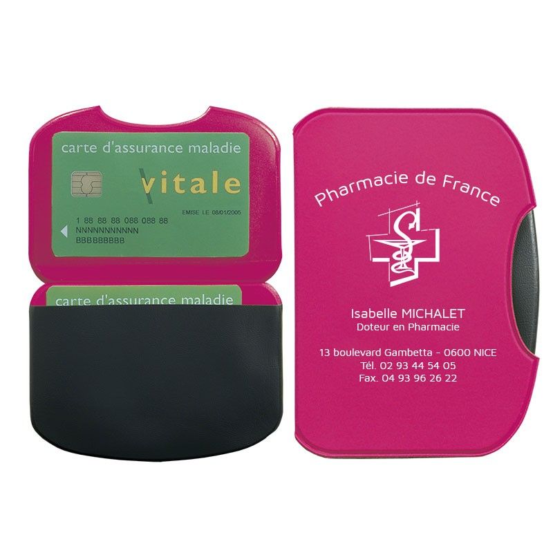 Porte carte vitale PVC fushia - Personnalisable