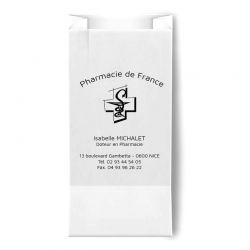 Sachet personnalisé pharmacie 18x8x34 cm - kraft blanc 40 gr / m² | Proébo Promoplast