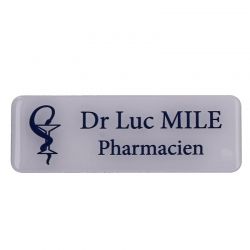 Badge aimanté pharmacien blanc - 74x25mm