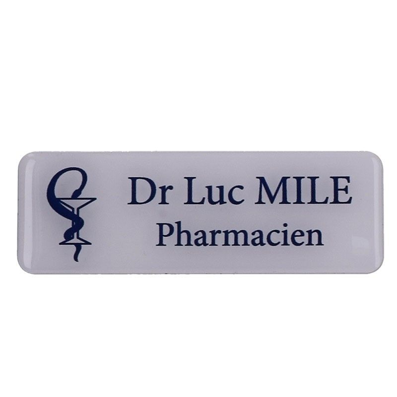 Badge aimanté pharmacien blanc 