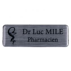Badge pharmacie personnalisé argenté - 74x25mm