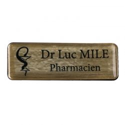 Badge pharmacien doré personnalisable - 74x25mm