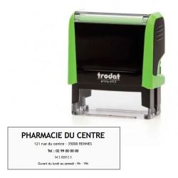 Tampon pharmacie personnalisable - Boitier vert - 5 lignes