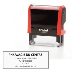 Tampon pharmacie personnalisable - Boitier rouge - 5 lignes