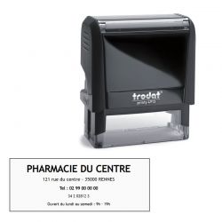 Tampon pharmacie personnalisable - Boitier noir - 5 lignes