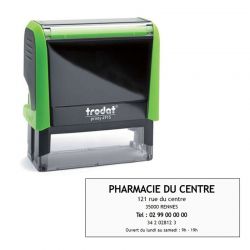 Tampon trodat 4915 pharmacie personnalisable - 6 lignes - Boitier vert