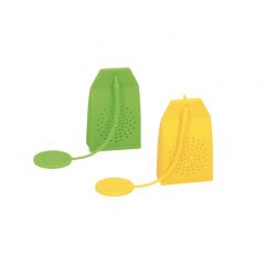 Infuseur à thé personnalisé en silicone - 4 x 7 cm - coloris panache jaune et vert