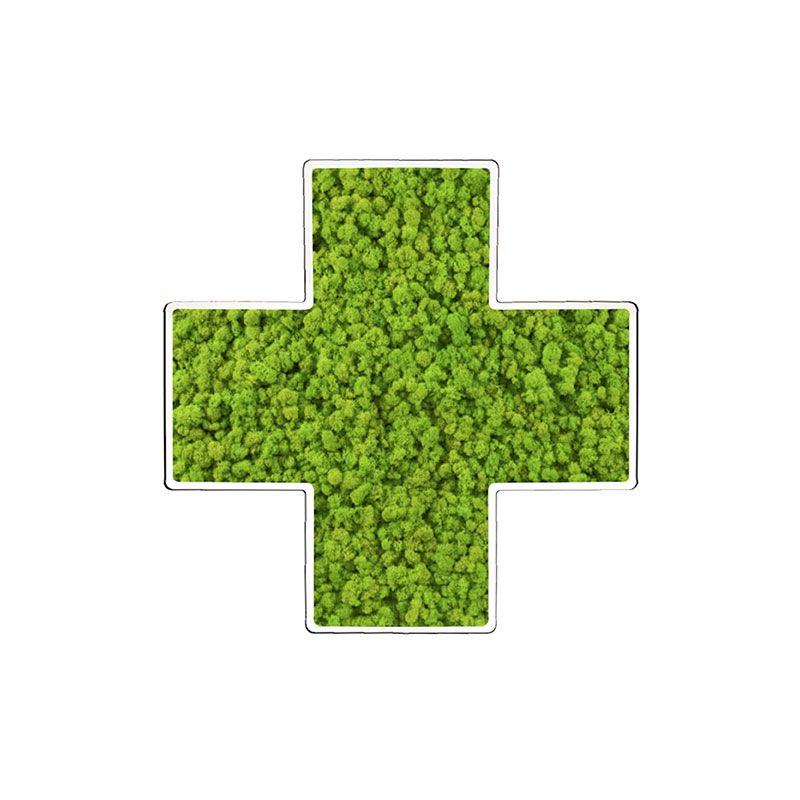 Croix pharmacie végétale PVC blanc - Lichen vert citron