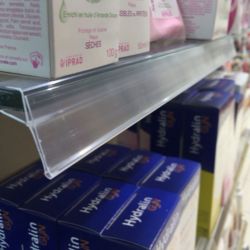 Réglette prix pharmacie inclinée pour tablette en verre - Transparent
