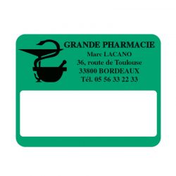 Étiquette pharmacie adhésive verte modèle B - 45x35 mm
