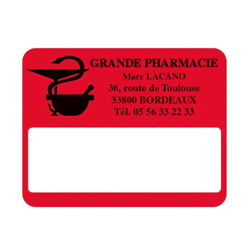 Étiquette pharmacie couleur rouge 