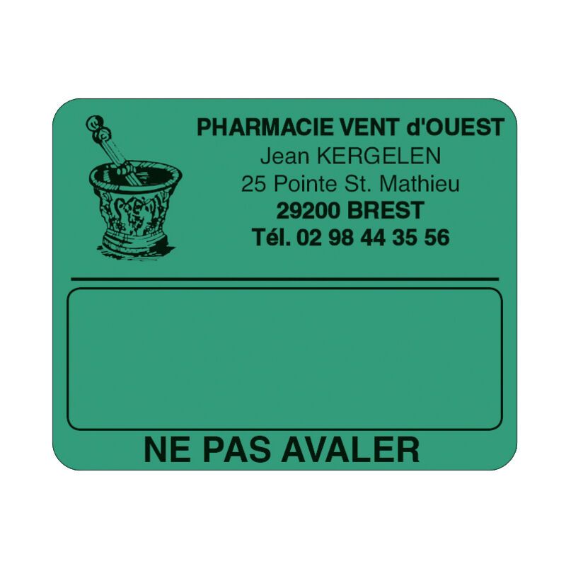 Étiquette pharmacie adhésive 