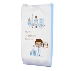 Sachet papier pharmacie kraft blanc - motif proximity - 15x8x29 cm