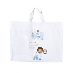 Sac plastique pharmacie poignées souples blanc - motif proximity - 64x5x48 cm