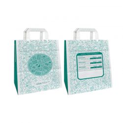 Sac papier pharmacie poignées plates - 22x10x28 cm - Pharm' santé
