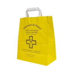 Sac papier pharmacie jaune personnalisable - 22x10x28 cm