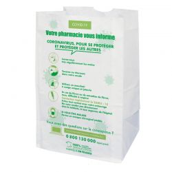 Sachet papier pharmacie kraft blanc - COVID 19 - 18x12x29 cm