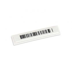 Étiquette antivol plastique blanc avec Code barre à coller