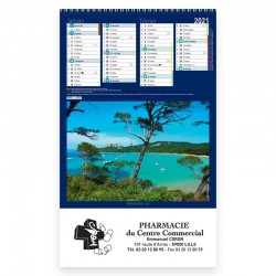 Calendrier 6 feuillets spirales - Motif les îles françaises