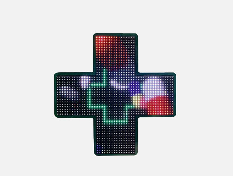 Mini croix de pharmacie lumineuse programmable 50,8 x 50,8 cm