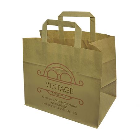 Lot De 250 Sacs De Courses En Papier Kraft Brun - 32x16x35 Cm, Poignées Plates - Pour Commerces Lot De 250 Sacs De Courses En Papier Kraft Brun - 32x16x35 Cm, Poignées Plates - Pour Commerces