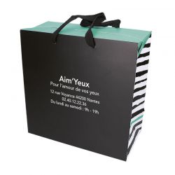 Sac boîte cadeau motif rayures personnalisable - 22x1x22 cm